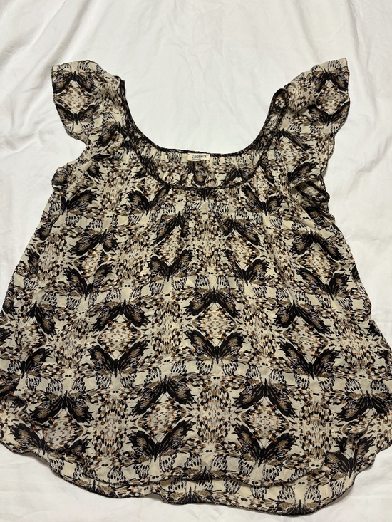 L'AGENCE Tops - 2009 L'AGENCE 100% Silk Butterfly Ruffle Cap Sleeve Top Tank XS NWOT Archival